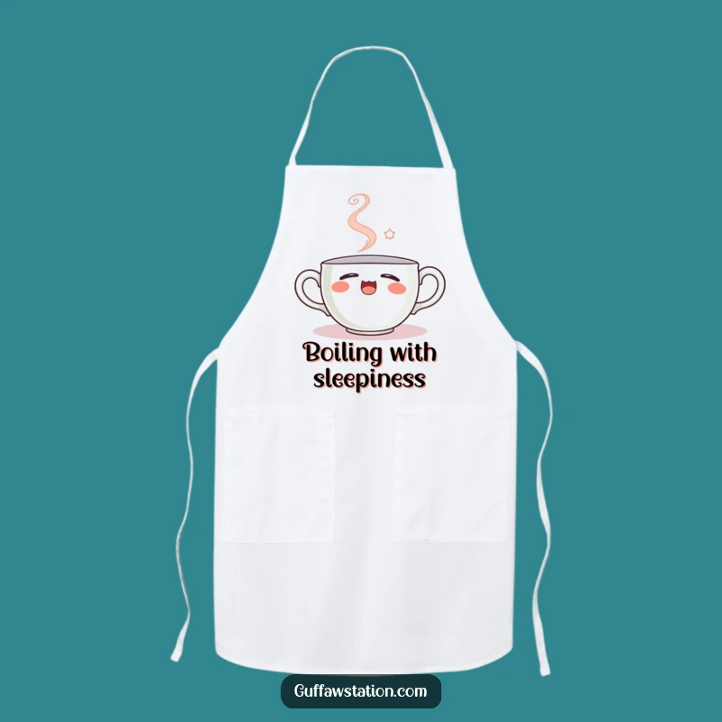 Funny Sleepy Teacup Apron: Brew with Cozy, Smiley Humor