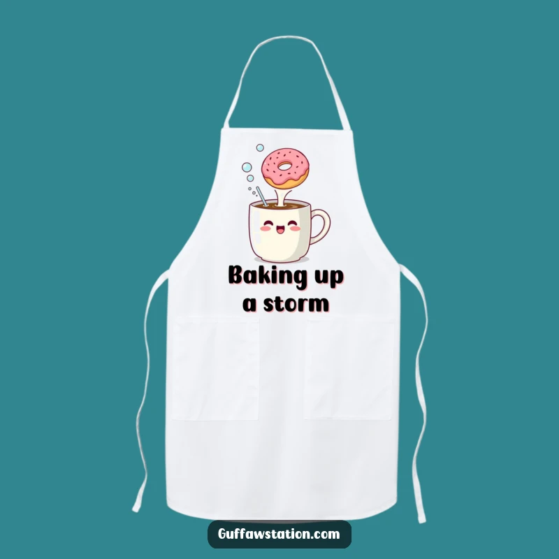 Funny Coffee Mug Donut Bubble Apron: Cook with Morning Fun