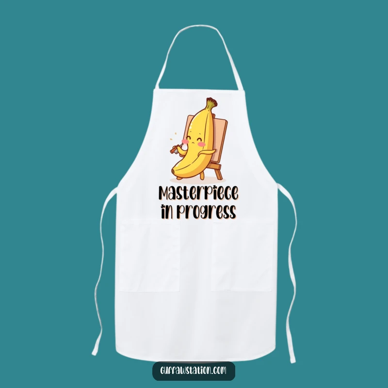 Funny Banana Self-Portrait Apron: Hilarious Kitchen Wear for Creative Cooks!