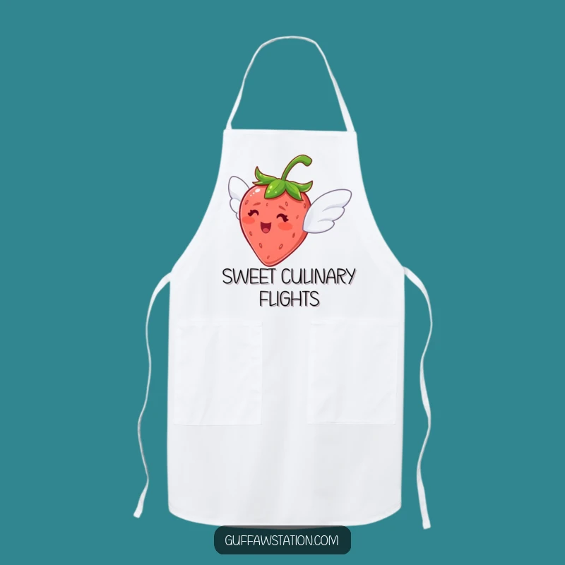 Funny Flying Strawberry Apron: Delighted Chef, Kitchen Fun Gift!