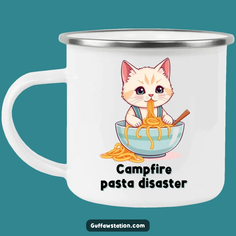 Funny Cat Spaghetti Camping Mug: Embrace Messy Adventures