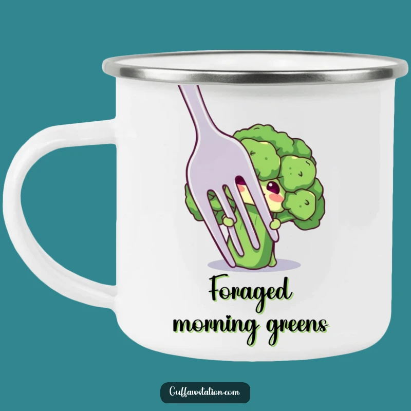 Funny Broccoli Camping Mug: Shy Floret Peek Outdoors