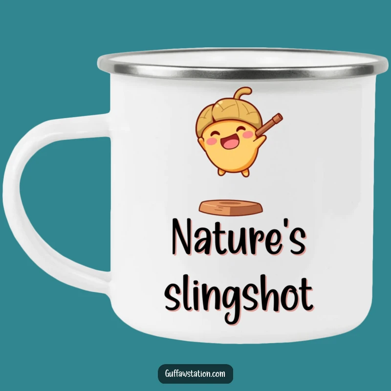 Funny Acorn Slingshot Camping Mug - Outdoor Cartoon Cup & Funny Gift