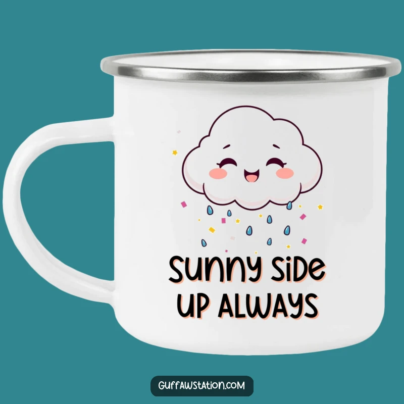 Funny Happy Cloud Confetti Camping Mug - Outdoor Joy Gift!