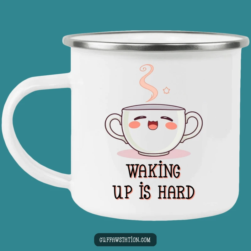 Funny Sleepy Teacup Camping Mug: Cozy Campfire Comfort