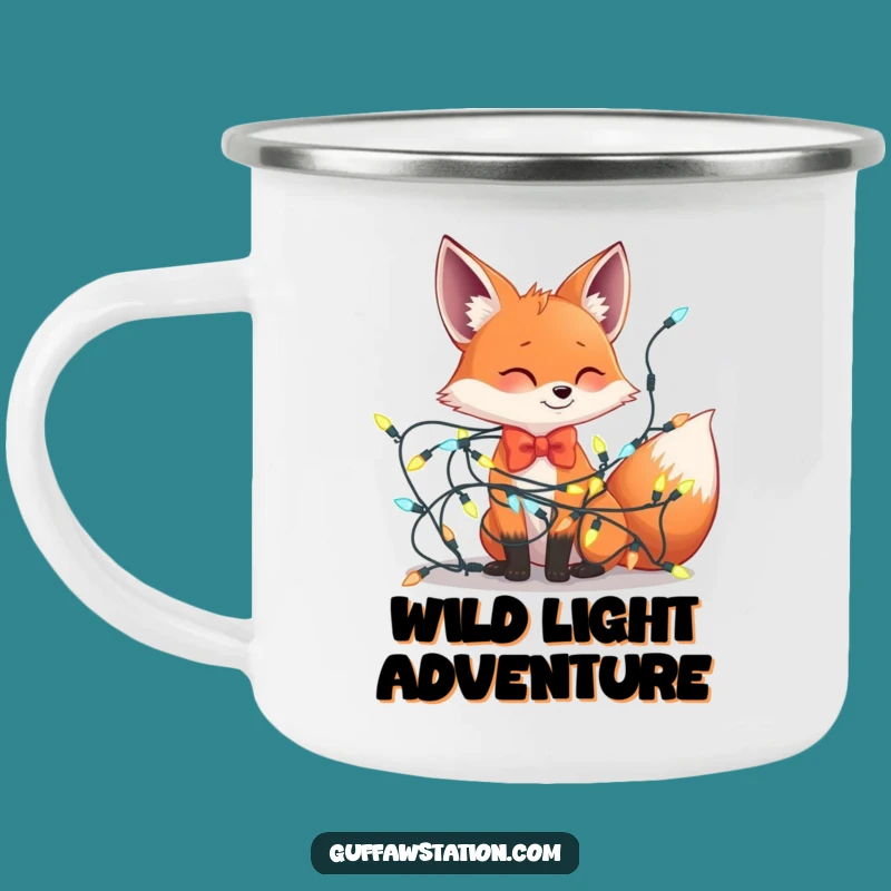 Funny Fox Bowtie Lights Tangle Camp Mug - Hilarious Outdoor Holiday Cheer