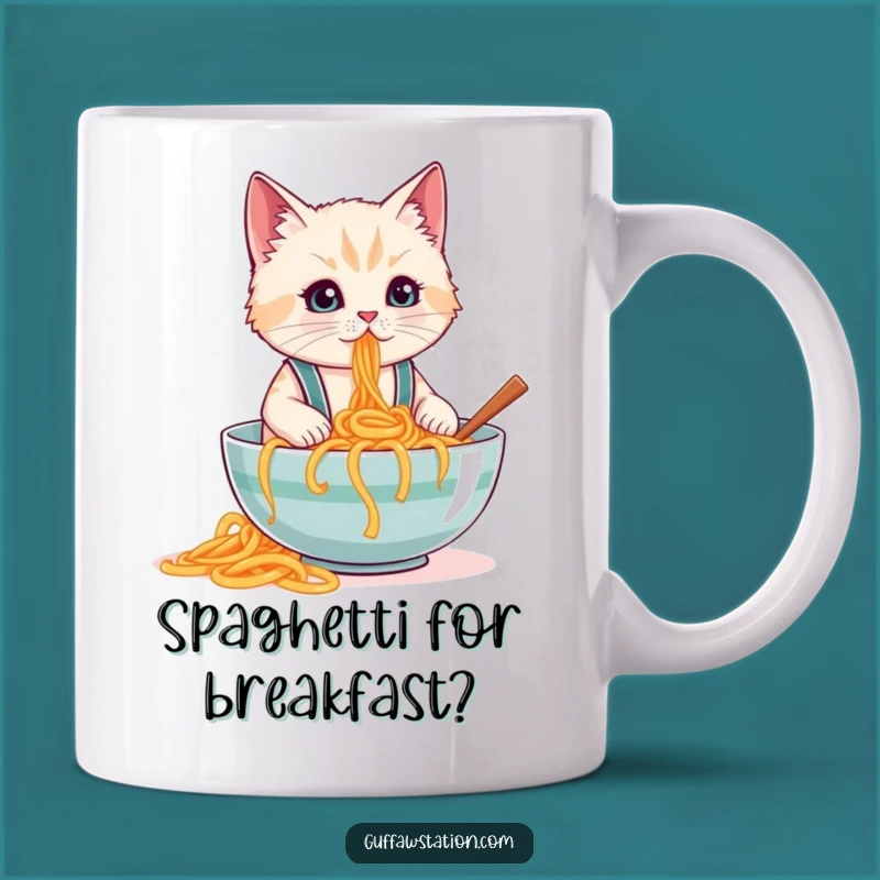 Funny Cat Spaghetti Spill Mug: Hilarious Gift for Messy Moments