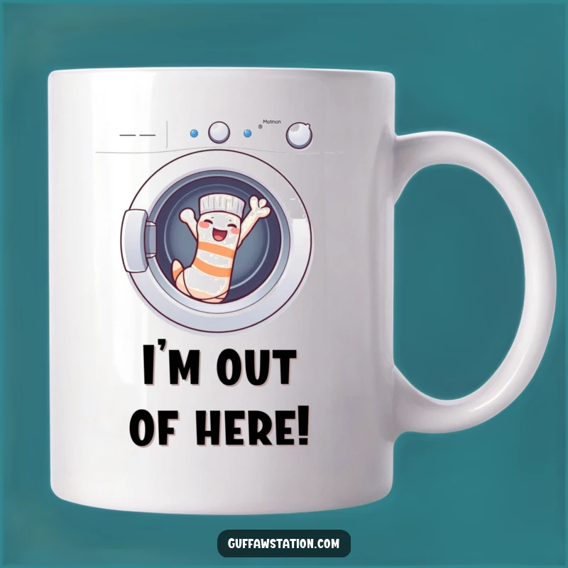 Funny Escaping Sock Mug: Hilarious Laundry Day Escape, Perfect Funny Gift Idea