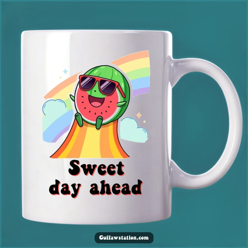 Funny Happy Watermelon Sliding Mug: Cool Summer Vibes and Hilarious Fruit Gift