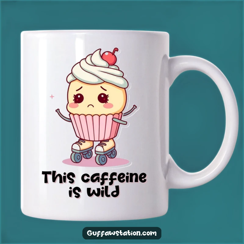 Funny Roller Skate Cupcake Mug: Bewildered Mishap, Perfect Hilarious Gift!