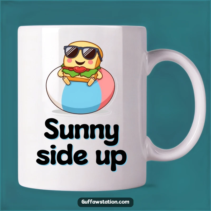 Funny Sandwich Beach Ball Mug, Relaxed Cartoon Character, Perfect Funny Gift