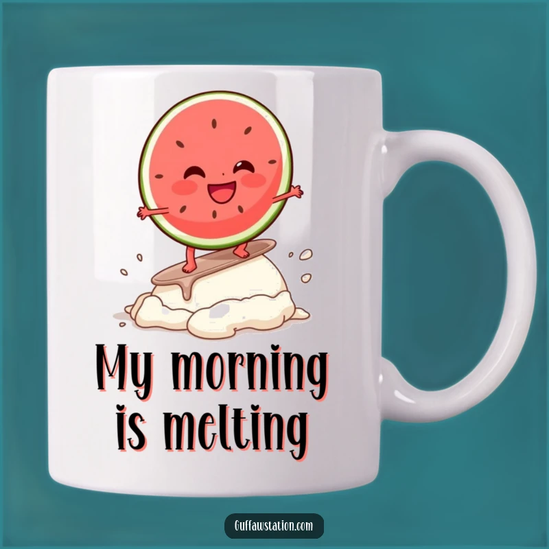 Funny Watermelon Surf Mug: Hilarious Tropical Treat for Coffee Lovers, Perfect Funny Gift!