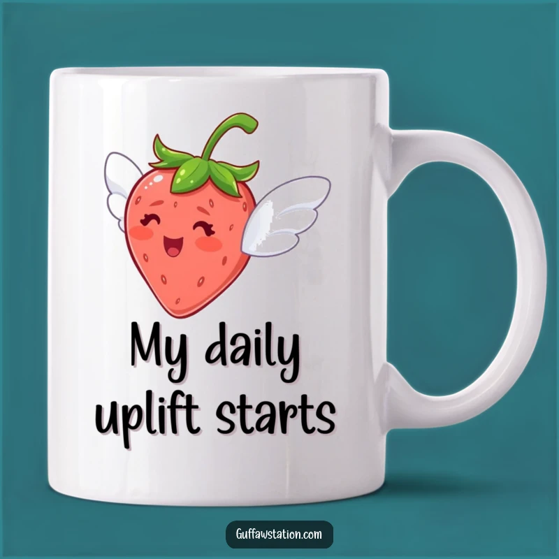 Funny Flying Strawberry Mug: Delighted Wings, Sweet & Whimsical Gift!
