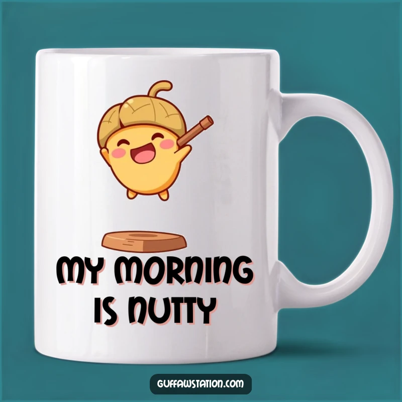 Funny Acorn Slingshot Mug - Energetic Cartoon Gift for Go-Getters