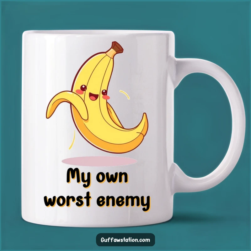 Funny Banana Peel Mug: Cute Character's Hilarious Self-Slip