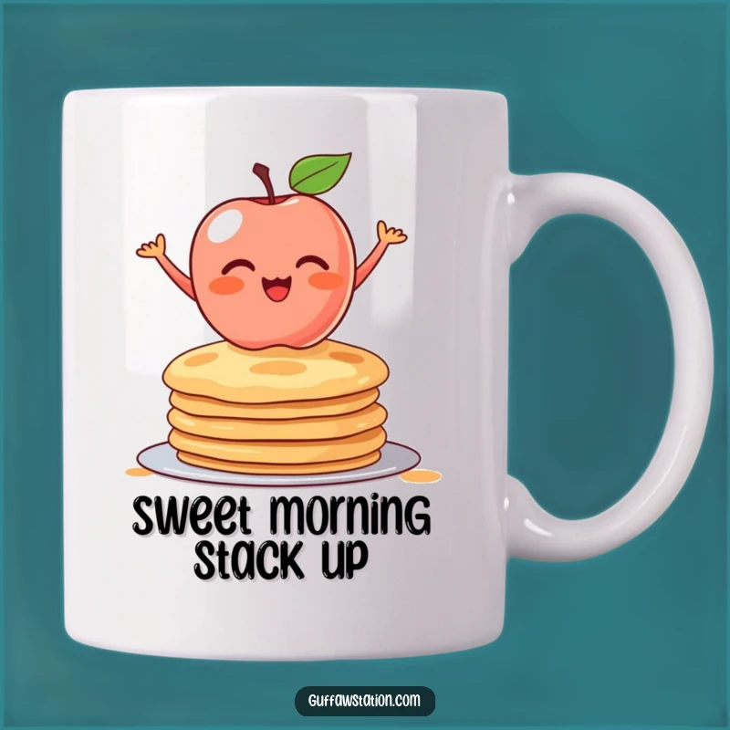 Funny Apple & Pancakes Mug - Blushing Fruit's Breakfast Balance, The Perfect Funny Gift