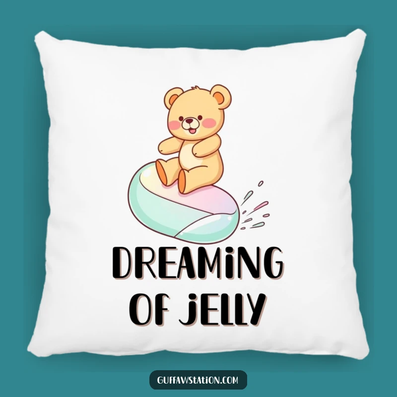 Funny Jelly Bean Surfing Teddy Bear Pillow - Comfy Cartoon Cushion & Funny Gift