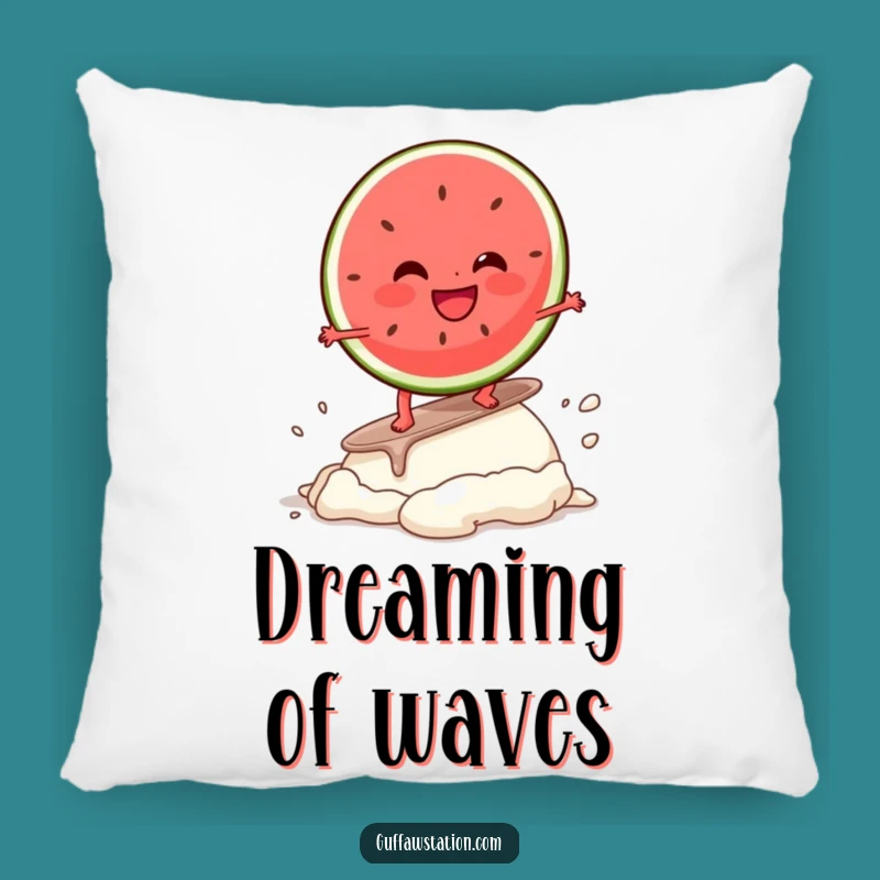 Funny Watermelon Surf Pillow: Cozy & Comical Giggling Character Decor, Perfect Funny Gift!