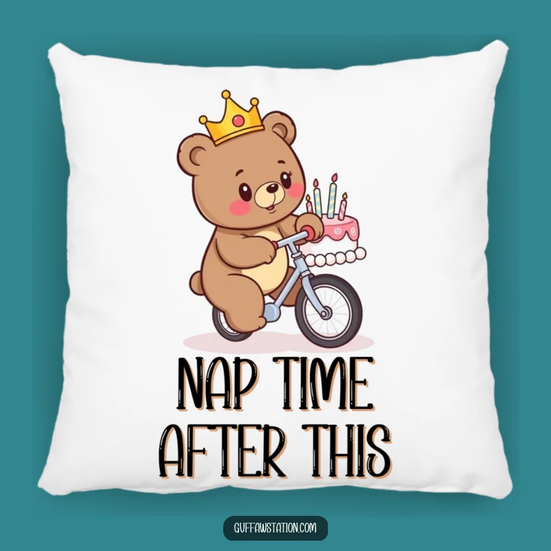 Funny Birthday Bear Unicycle Cake Smash Pillow - Comfy & Hilarious Decor