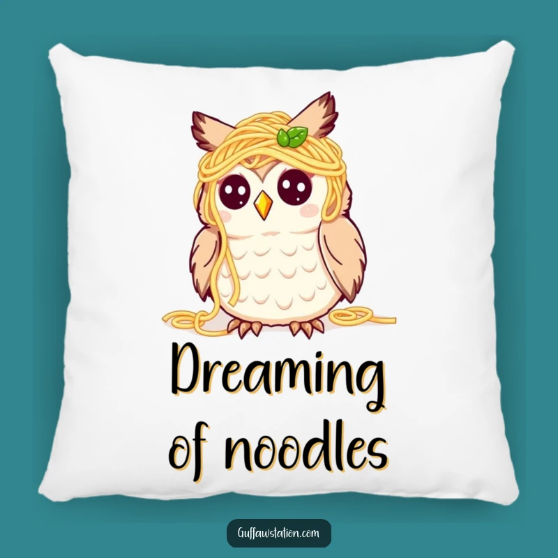 Funny Spaghetti Owl Pillow - Cozy & Hilarious Foodie Decor Gift