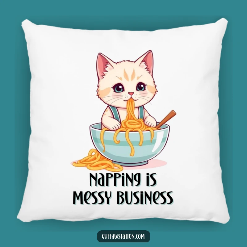 Funny Cat Spaghetti Pillow: Comfy Cushion for Messy Souls