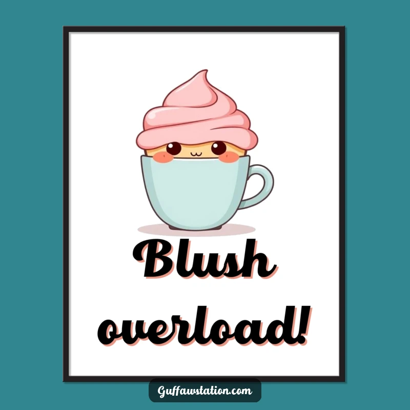 Funny Blushing Cupcake Digital Art - Hilarious Instant Download Gift