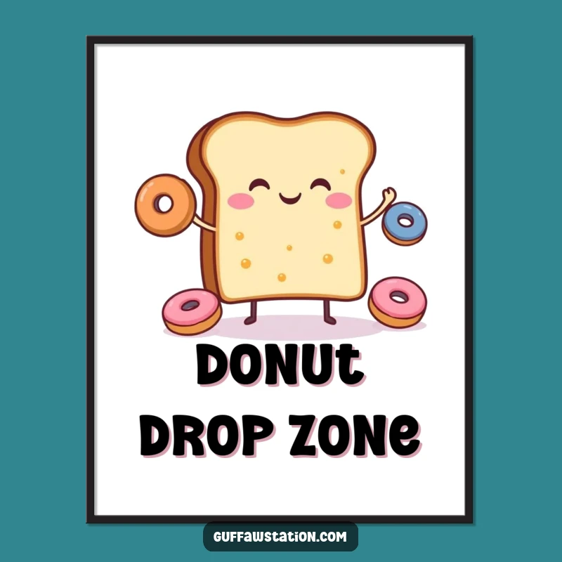 Funny Toast Donut Juggling Digital Print: Cheerful Art, Instant Decor Gift!