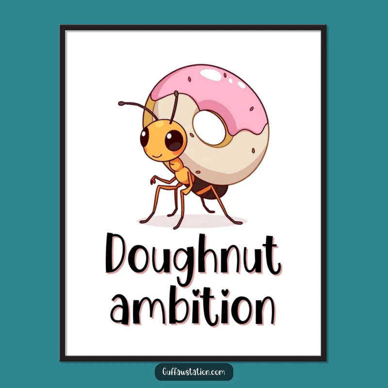 Funny Ant Donut Digital Art - Determined Strength Wall Decor