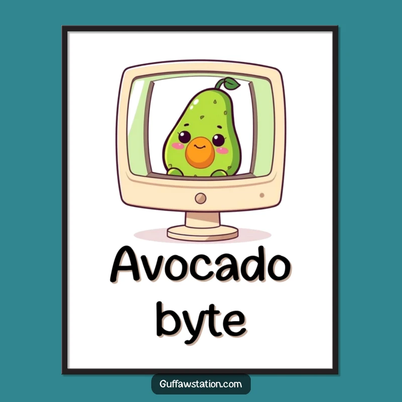 Funny Avocado Computer Digital Art - Nerdy Tech Decor for Instant Humor Gift