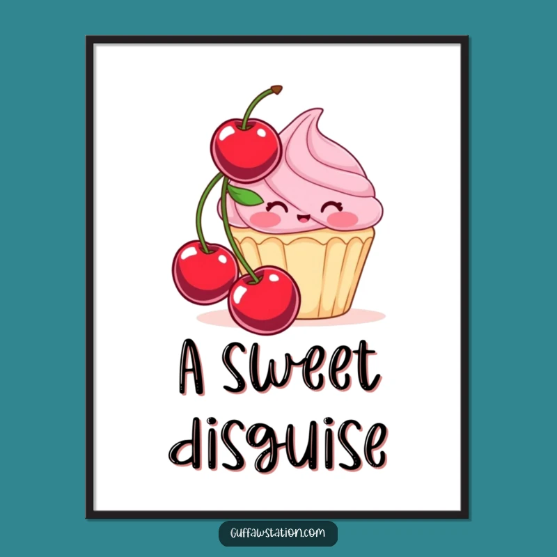 Funny Blushing Cupcake Digital Art: Instant Sweet Decor for Walls