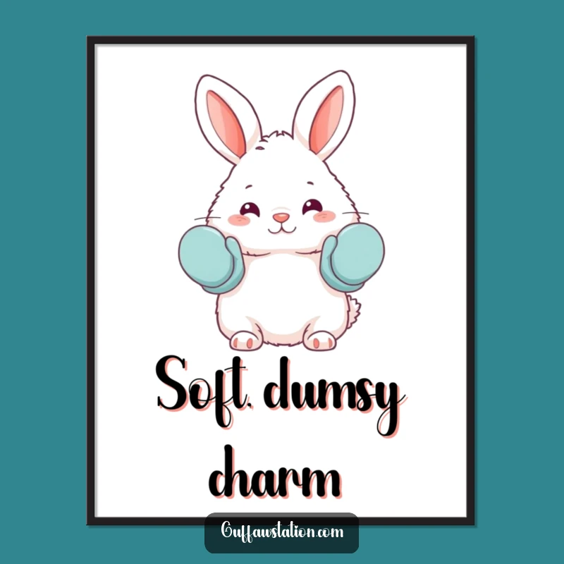 Funny Bunny Oven Mitts Digital Print - Instant Cute Art Gift