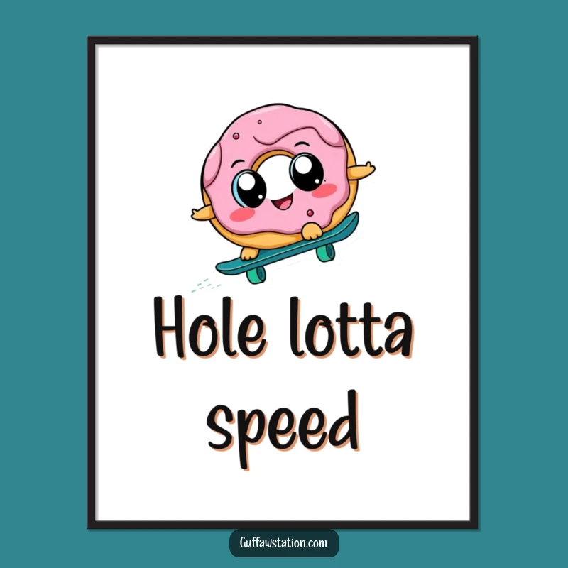 Funny Donut Skateboard Digital Art: Instant Laughs for Your Walls, Perfect Gift