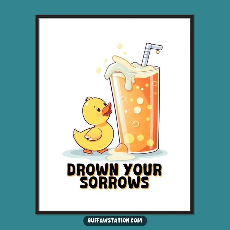 Funny Rubber Ducky Soda Sip Digital Art - Instant Hilarious Wall Decor
