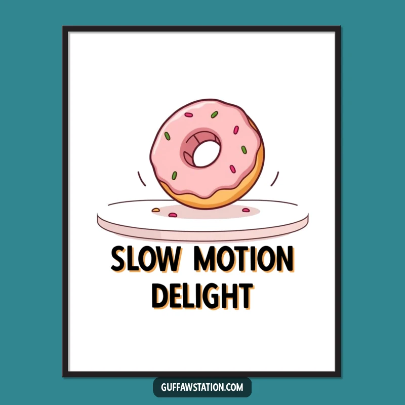 Funny Slow Motion Donut Digital Art: Instant Dessert Humor, Perfect Wall Gift