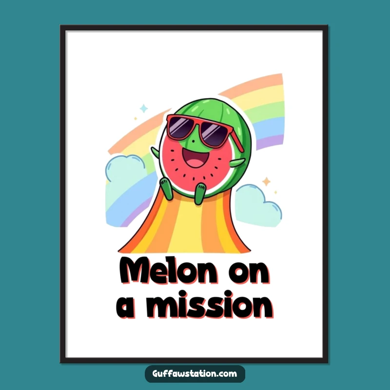 Funny Watermelon Rainbow Slide Digital Art: Vibrant Summer Print for Cheerful Decor