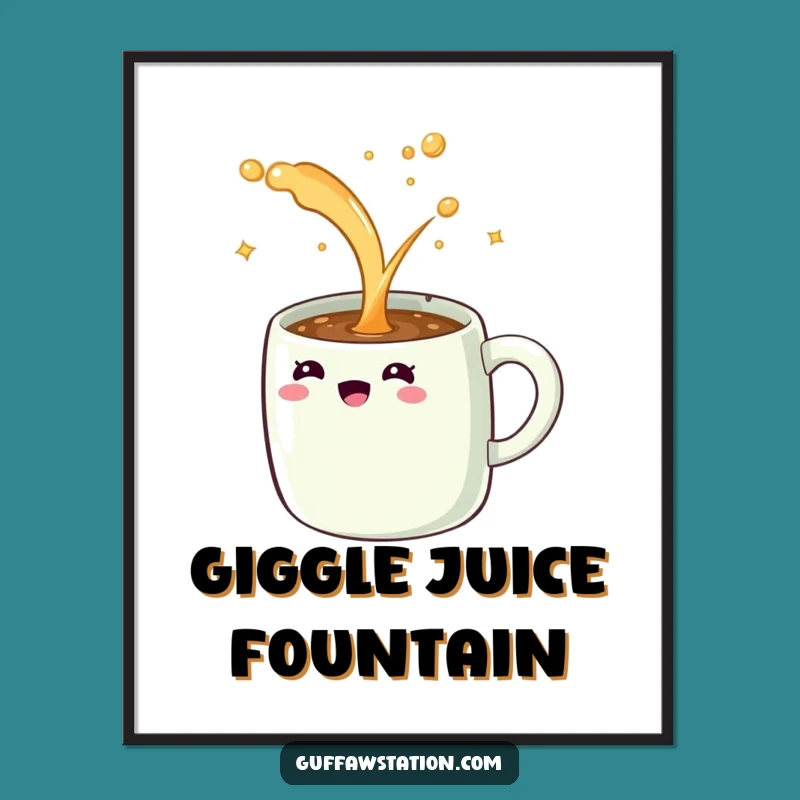 Funny Giggling Mug Digital Art: Joyful Overflowing Print for Cheerful Decor