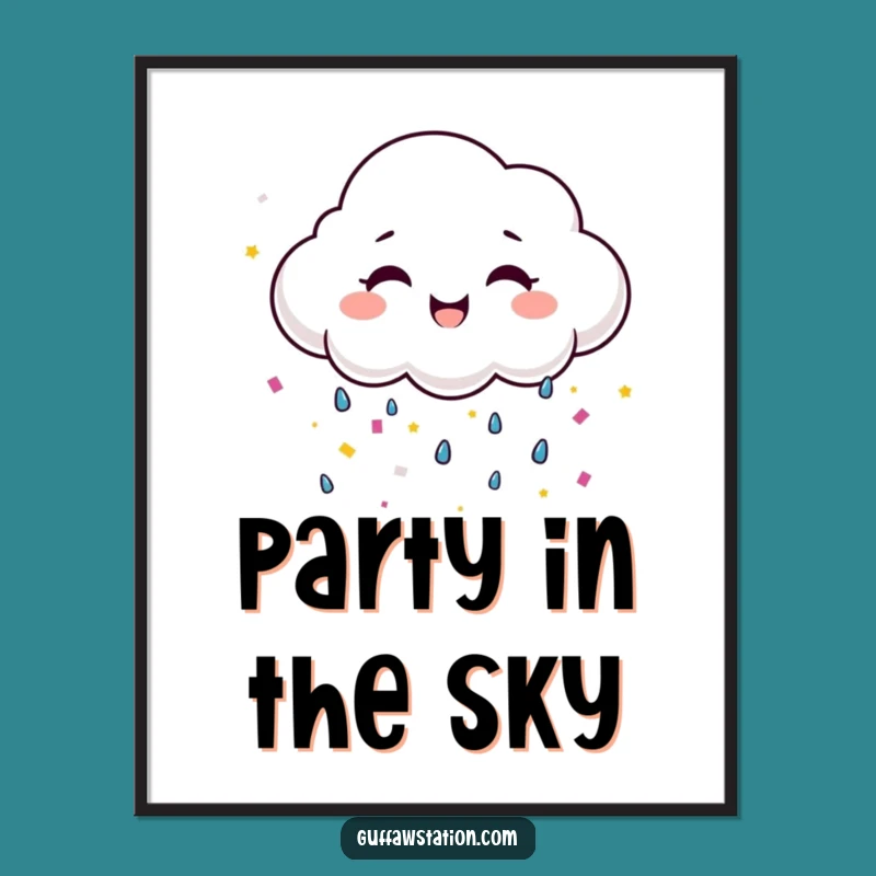 Funny Happy Cloud Confetti Digital Art - Instant Cheerful Decor!