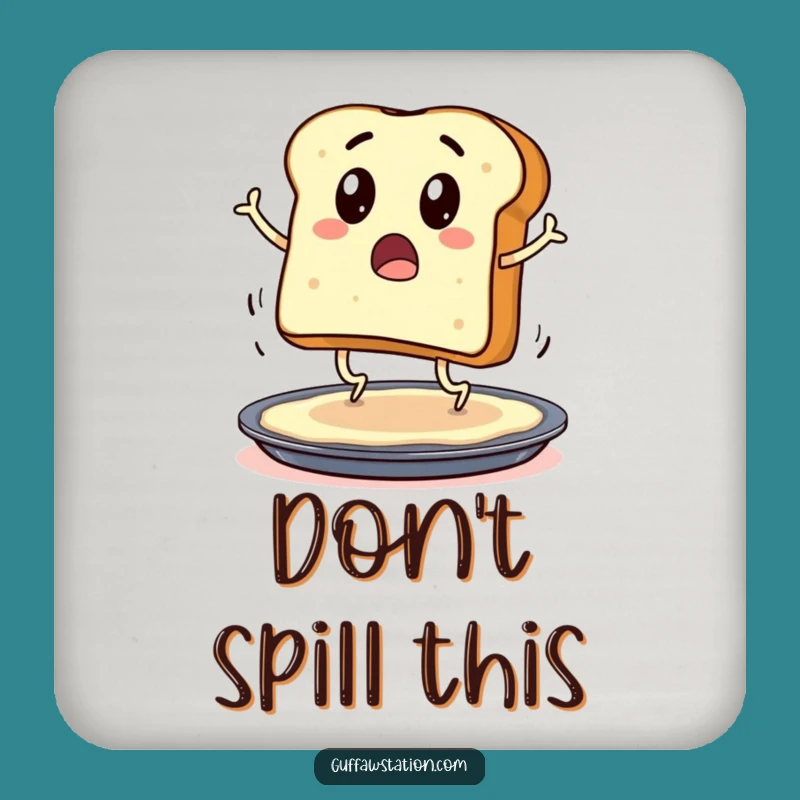 Funny Toast Hops Coaster: Surprised Cartoon Character Drink Protection Gift