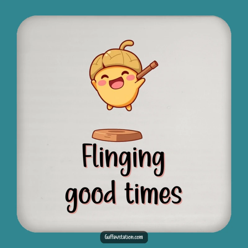 Funny Acorn Slingshot Coaster - Cartoon Drink Protector & Funny Gift