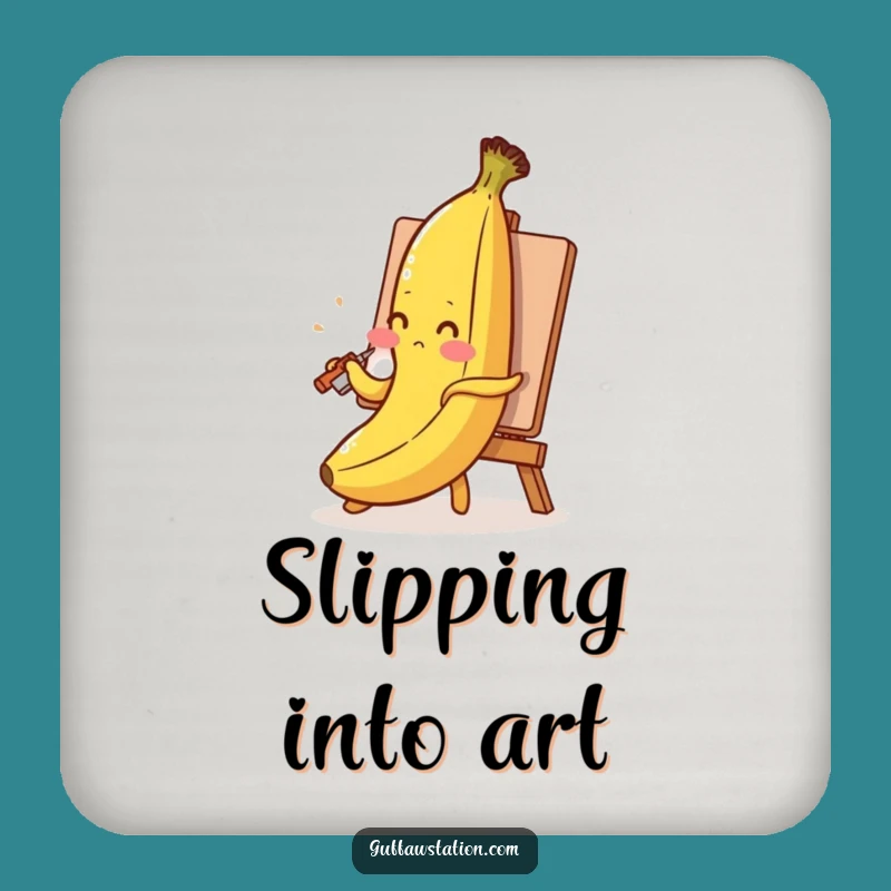 Funny Banana Self-Portrait Coaster: Hilarious Protection for Your Surfaces!