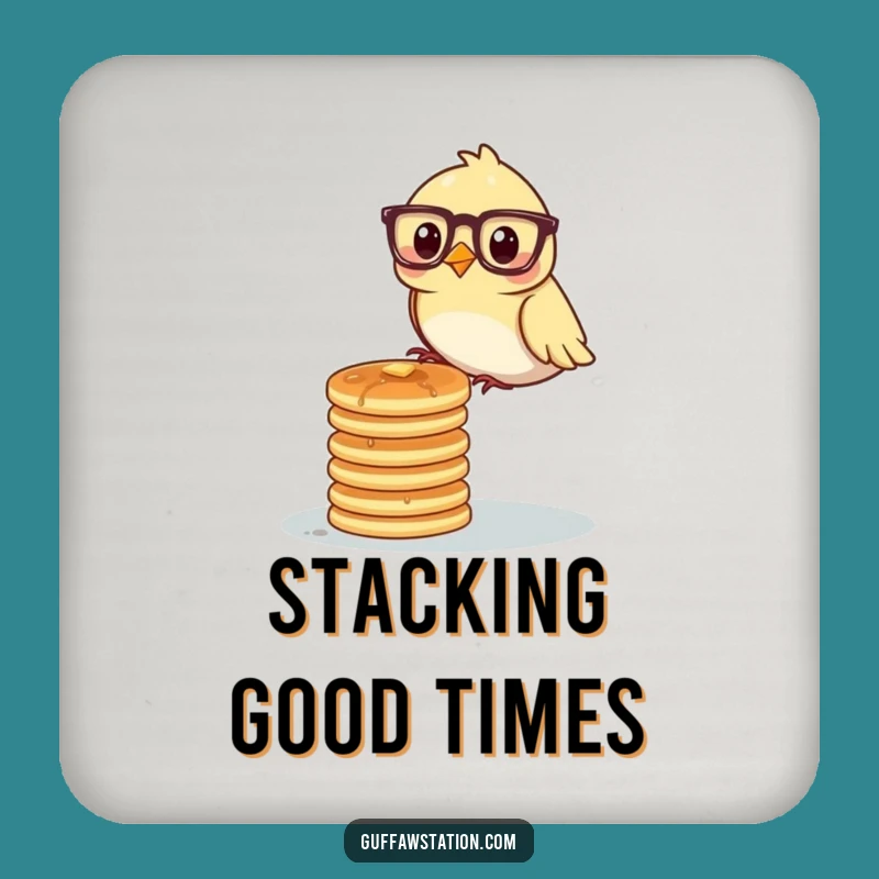 Funny Bird Professor Pancakes Coaster - Protect Surfaces with Breakfast Wit