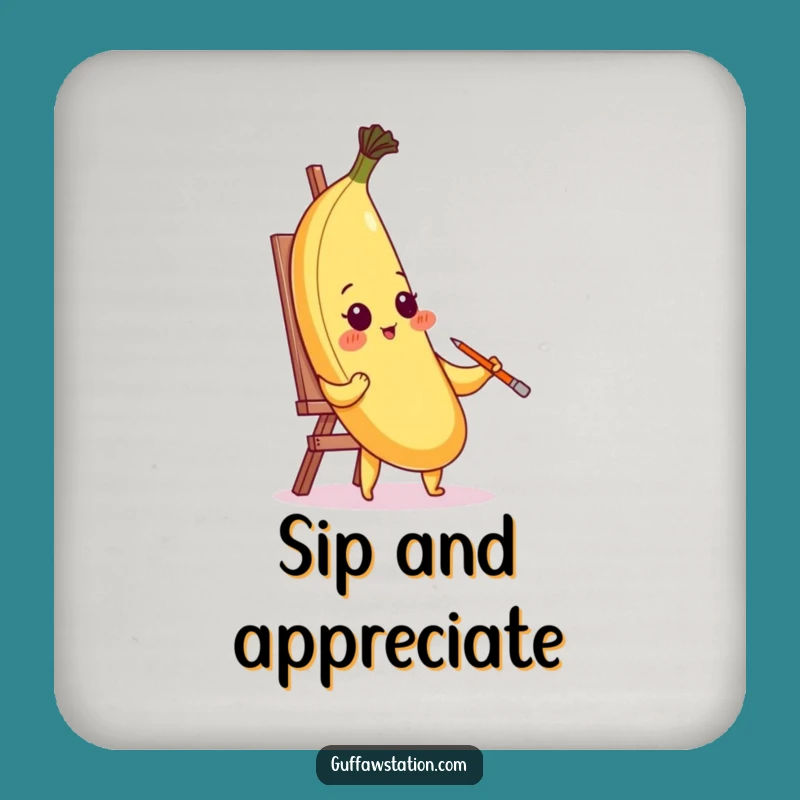 Funny Blushing Banana Drink Coaster: Protect Surfaces with Artistic Humor and Style