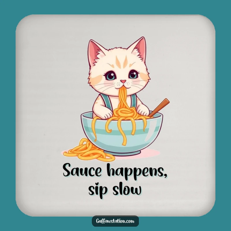 Funny Cat Spaghetti Coaster Set: Protect Surfaces with Humor