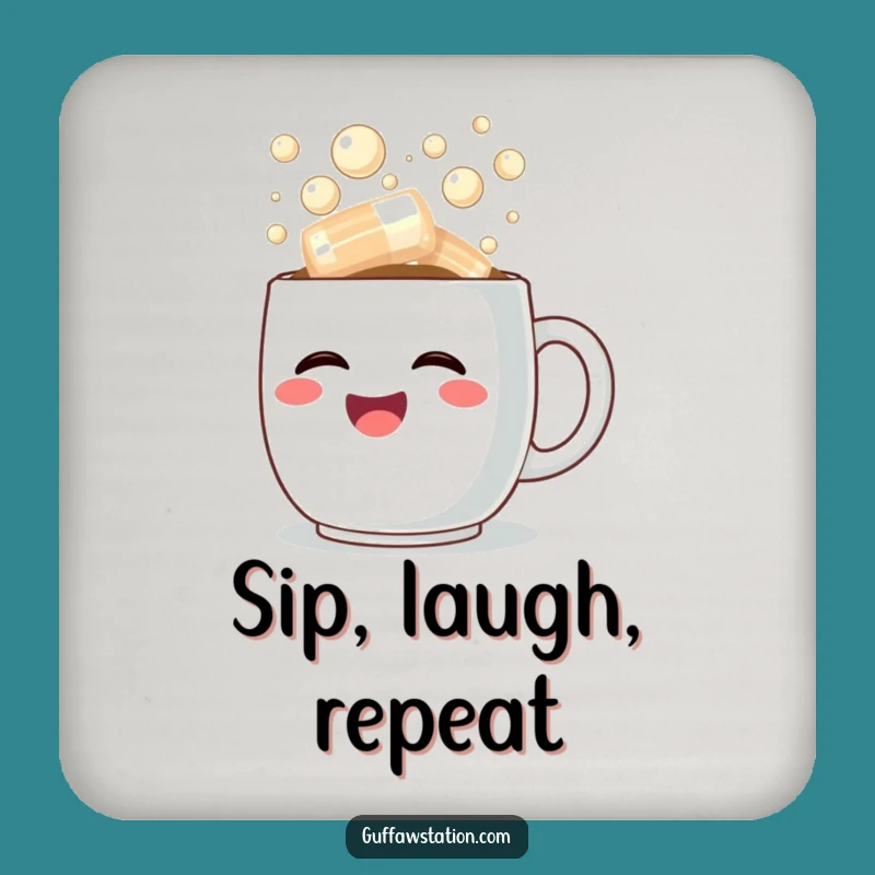 Funny Coffee Coaster: Laughter Overflowing Art, Perfect Funny Gift for Tables