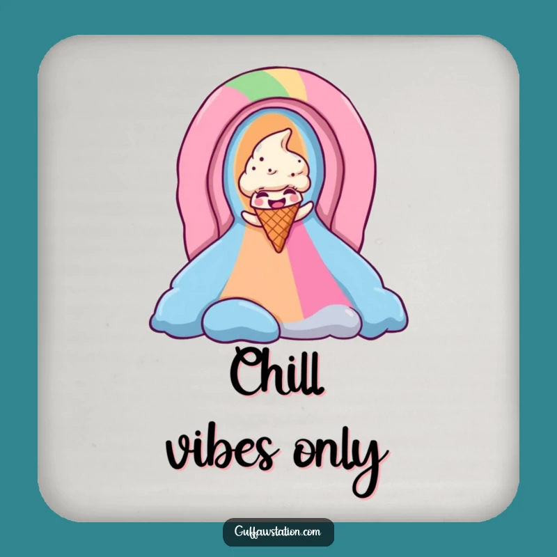 Funny Ice Cream Cone Coaster - Protect Surfaces with Rainbow Humor!