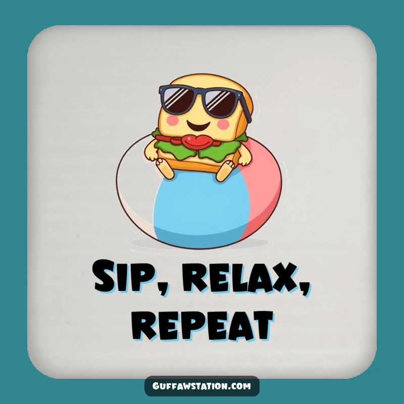 Funny Sandwich Beach Coaster, Cartoon Table Art, Quirky Funny Gift