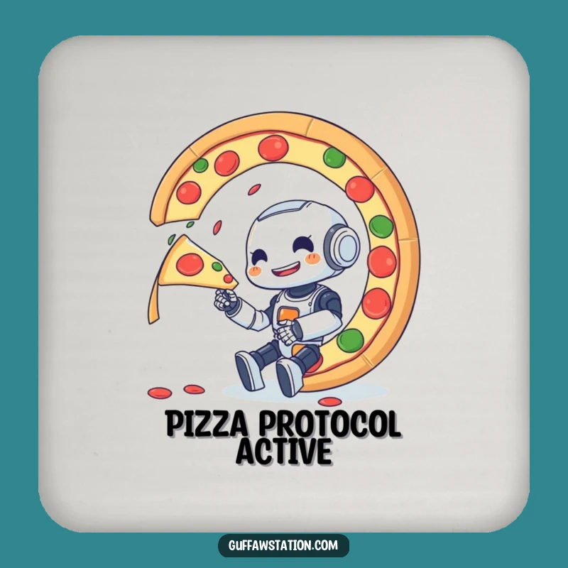 Funny Robot Pizza Coaster: Protect Surfaces with this Bot's Feast