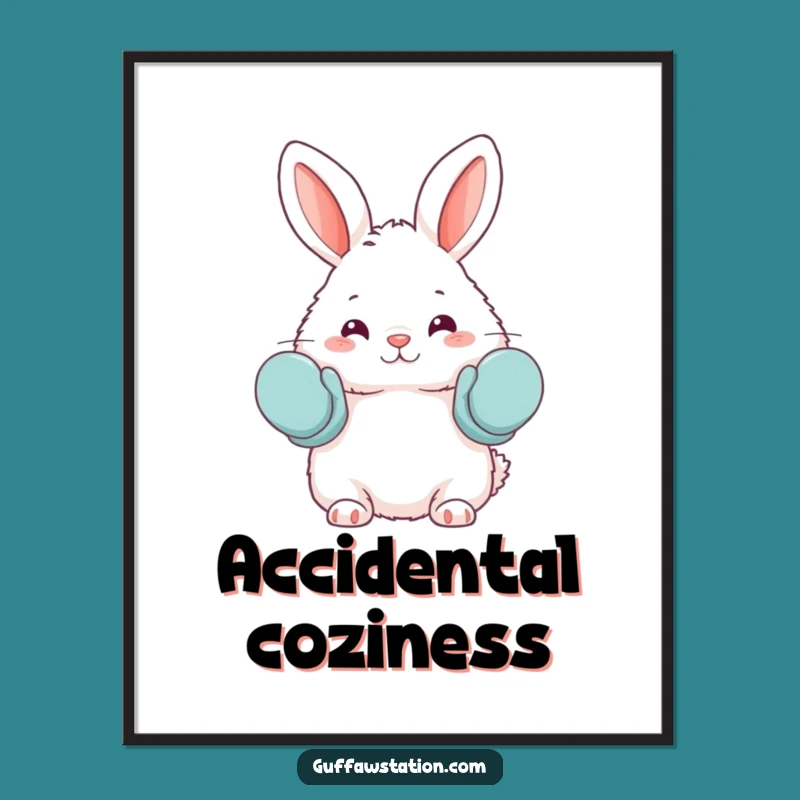 Funny Bunny Oven Mitts Poster - Whimsical Baking Art Gift