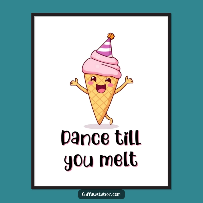 Funny Dancing Ice Cream Poster: Celebrate Your Walls with This Hilarious Art