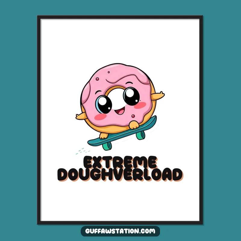 Funny Donut Skateboard Poster: Hilarious Wall Art for a Laugh, Perfect Gift